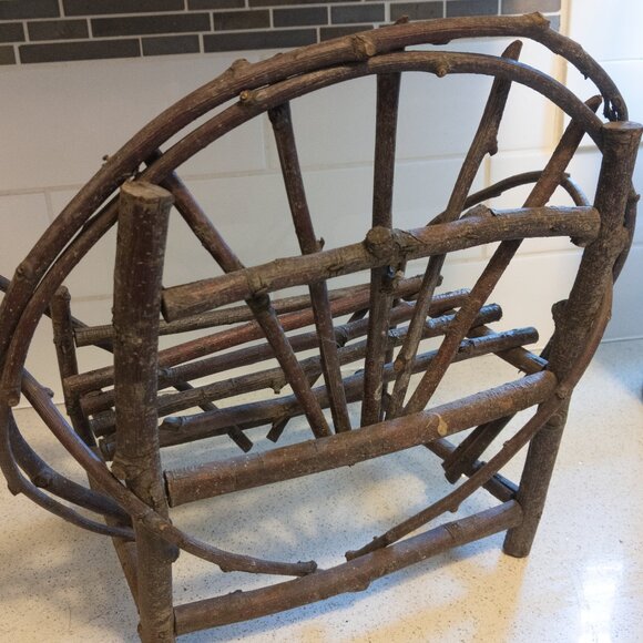 Miniature Twig Doll Furniture Rustic Chair Handmade Planter Decor Farmhouse Vtg - Picture 3 of 4